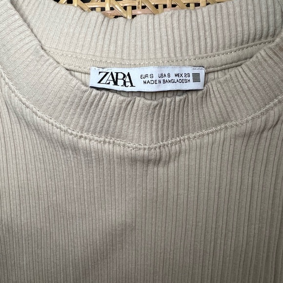 Zara Ribbed Halter Tank, Size Small, color Sand - Picture 8 of 8